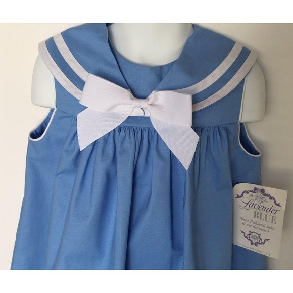 Girls Dress Size 2T Lavender Blue Boutique Cotton Blend Church Party Bow Gift - Picture 3 of 6